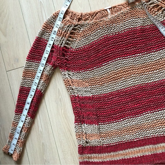 Free People Desert Moon Crochet Open Knit Striped Sweater Size XS - Picture 4 of 11
